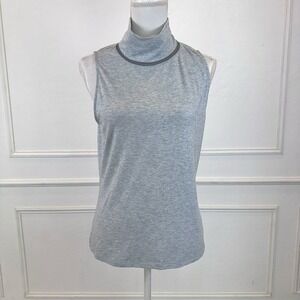 Athleta Sleeveless Mock Neck Top Heather Grey Merino Wool Blend Size M